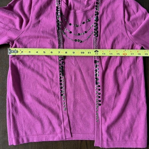 Alfred Dunner Petite Womens Size Petite Medium Faux Twinset Sweater Set Purple - Picture 6 of 7